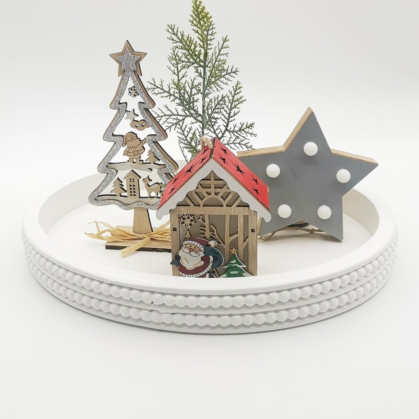 Oval Wooden Tray / White