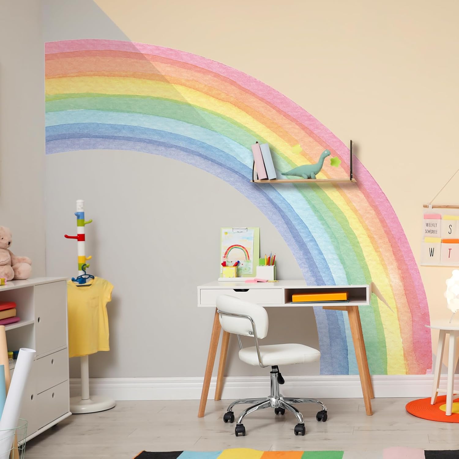 Large Rainbow Wall Stickers / Pastel Pink / 55 x 63