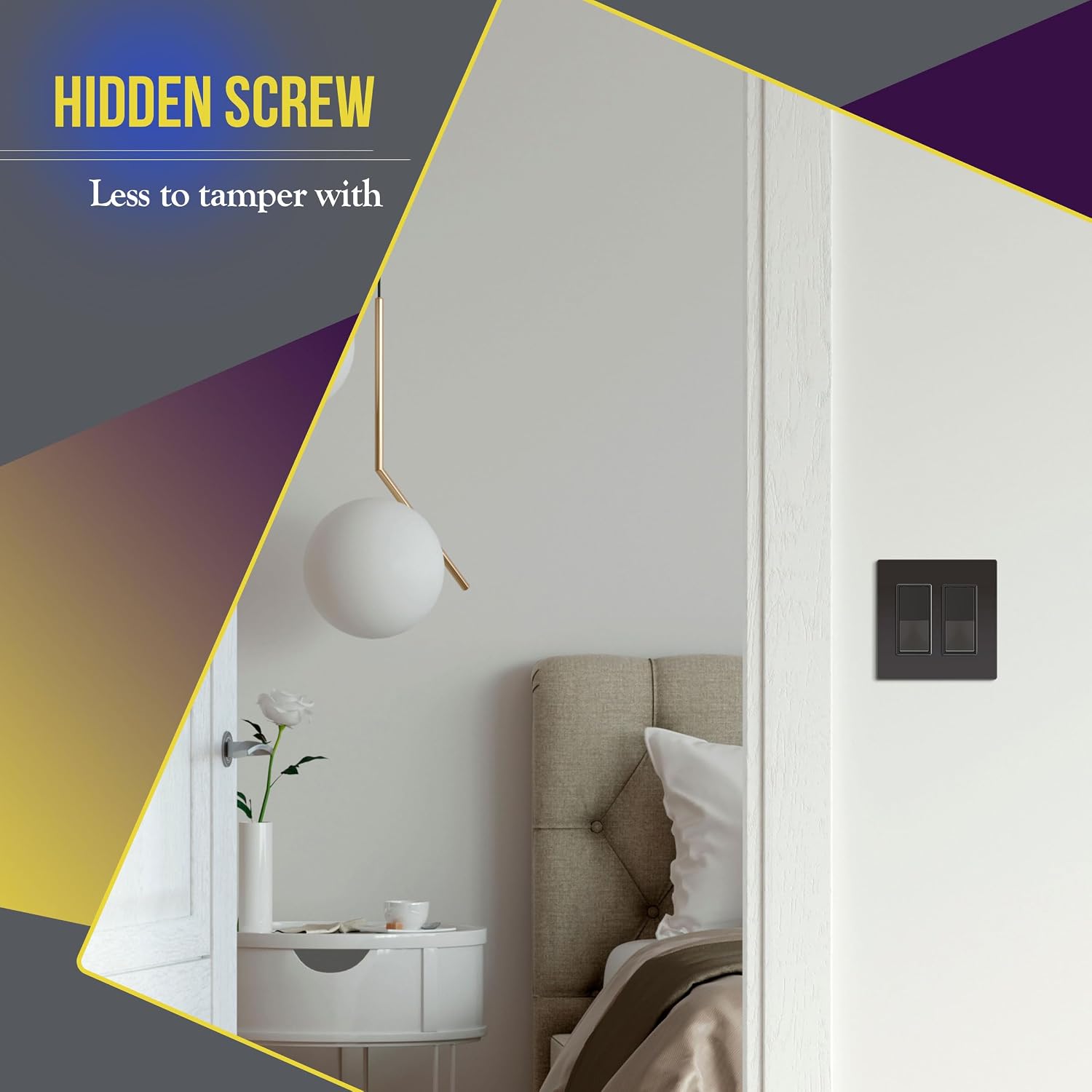 ENERLITES Elite Series Screwless Decorator Wall Plate Child Safe Outlet Cover, Size 2-Gang 4.68" H x 4.73" L