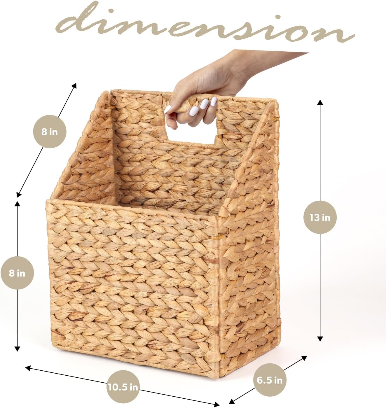 Wicker Hanging Storage Basket / Water Hyacinth - Natural / 5 Inch / Set of 2