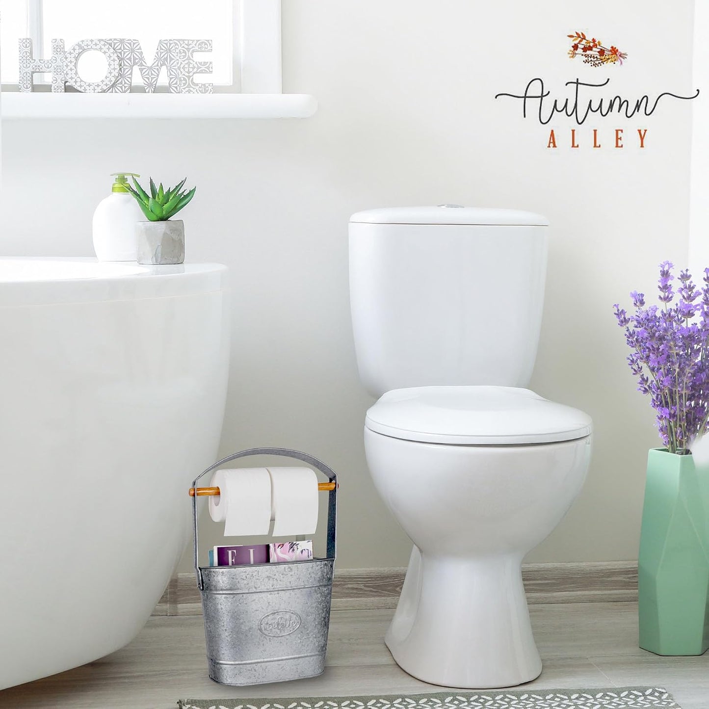 Autumn Alley Farmhouse Toilet Paper Holder - Free Standing With Reserve Storage for Mega Rolls, Magazines - Bathroom