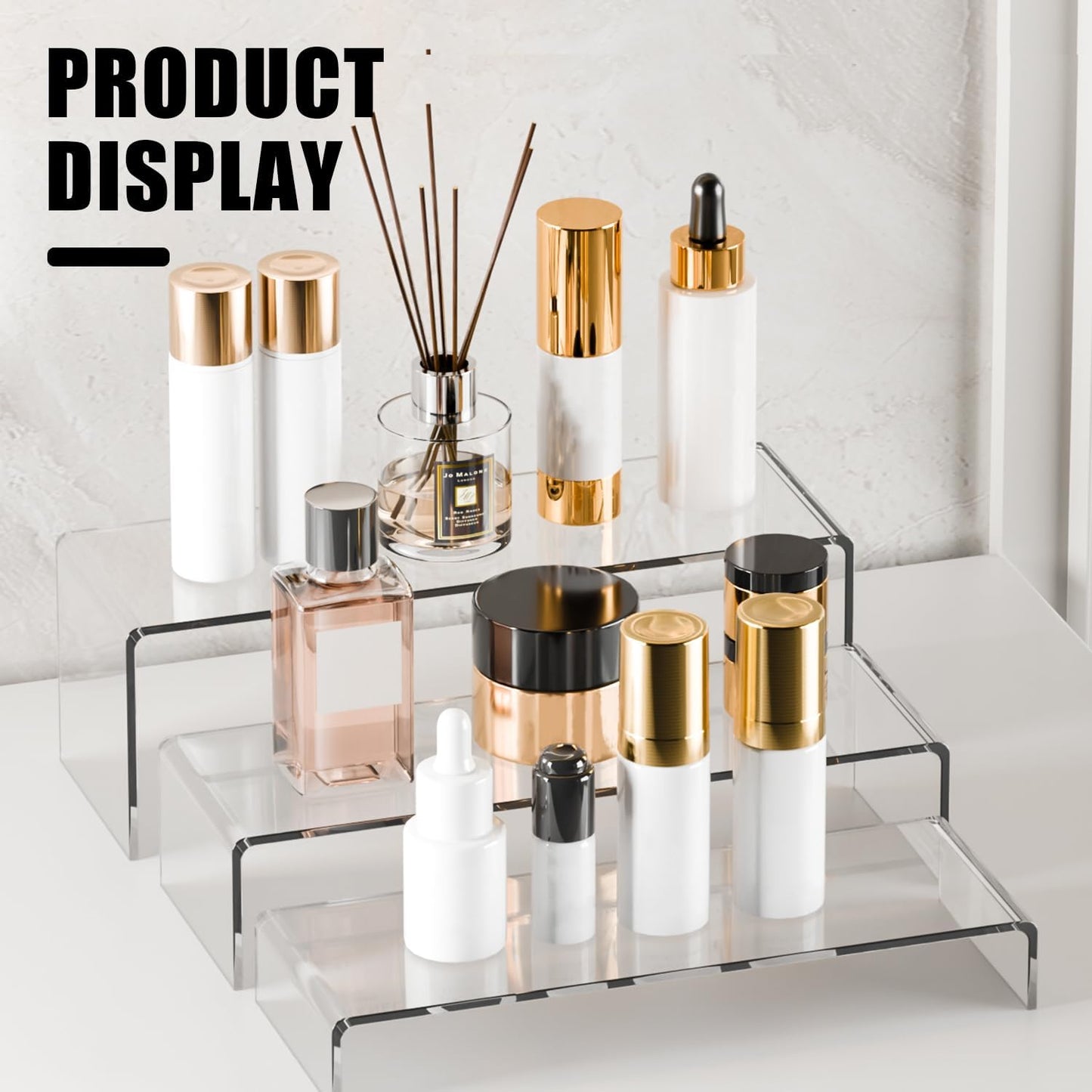 Rectangular Acrylic Showcase Collectibles Display Stands Suitable for Retail / M / Clear / Set of 6
