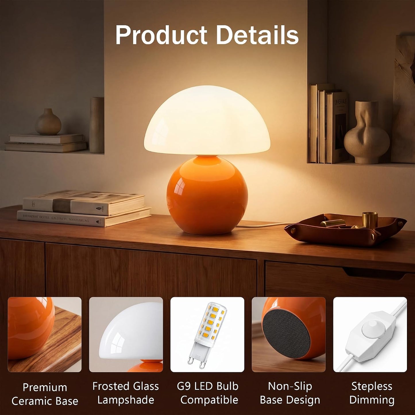 Mushroom Lamp Table Lamp / Orange