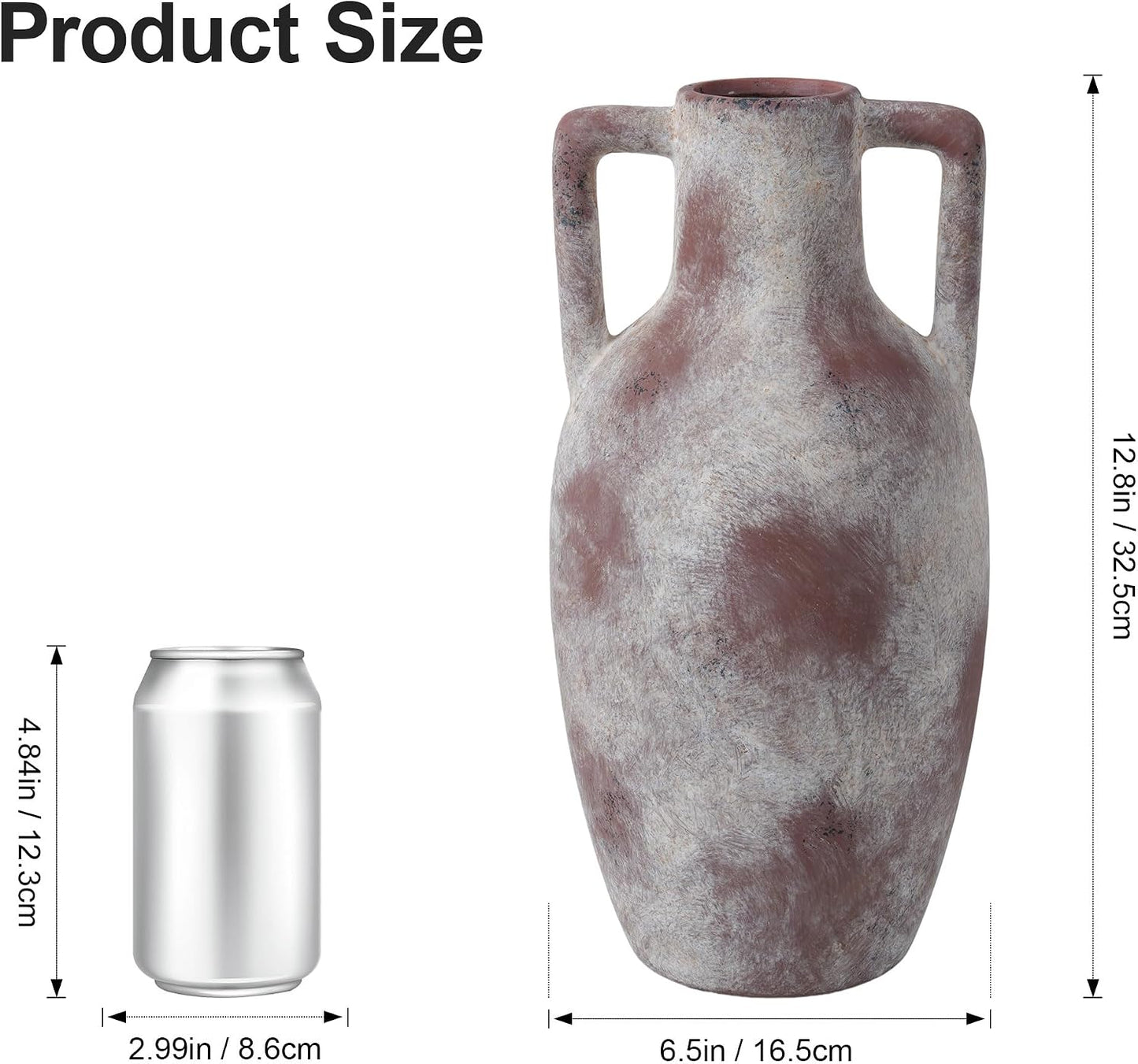 Ceramic Flower Vase / 12.8 In - Terracotta / 12.8 Inch