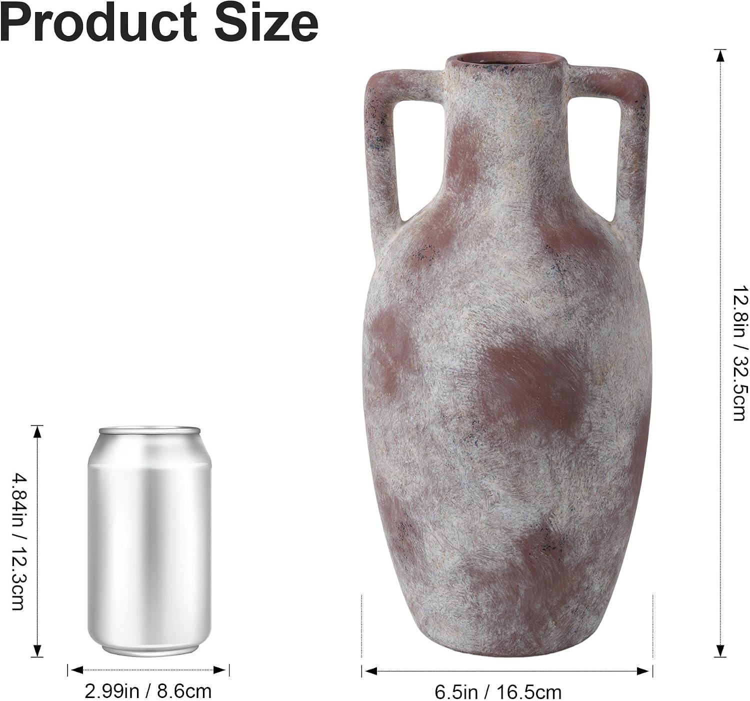 Ceramic Flower Vase / 12.8 In - Terracotta / 12.8 Inch