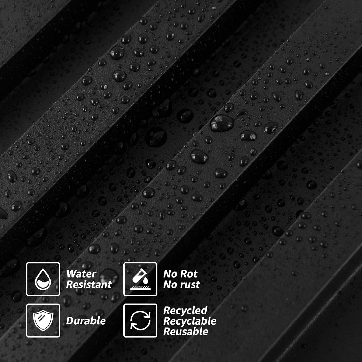 in. WPC Acoustic Slat Wall Panel for Modern Interior Decor / 96*6 / Matte Black / 96 x 6 / Set of 8