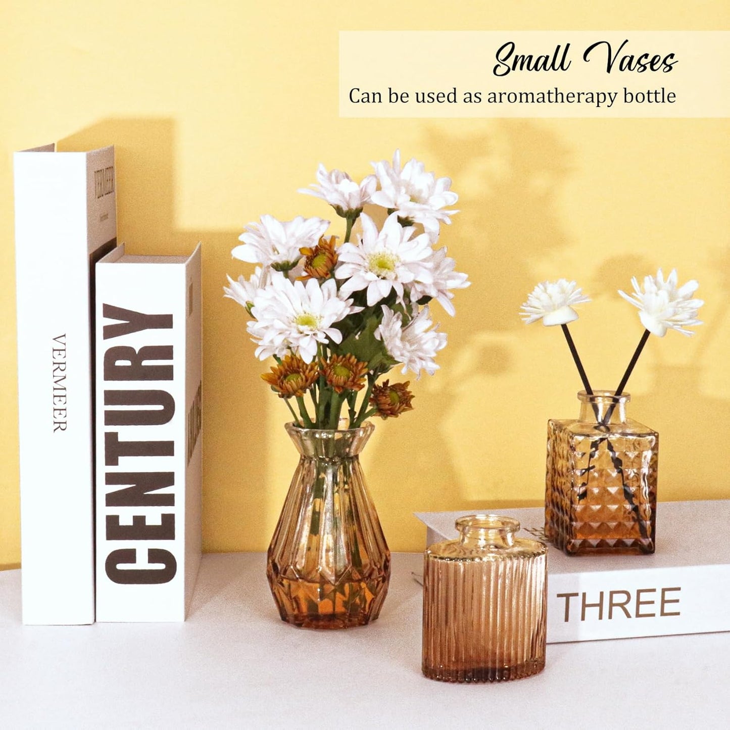 Bud Vases Set Small Vintage Glass Bottles Bud Vases in Bulk Multiple Shape Glass / Amber / Set of 36