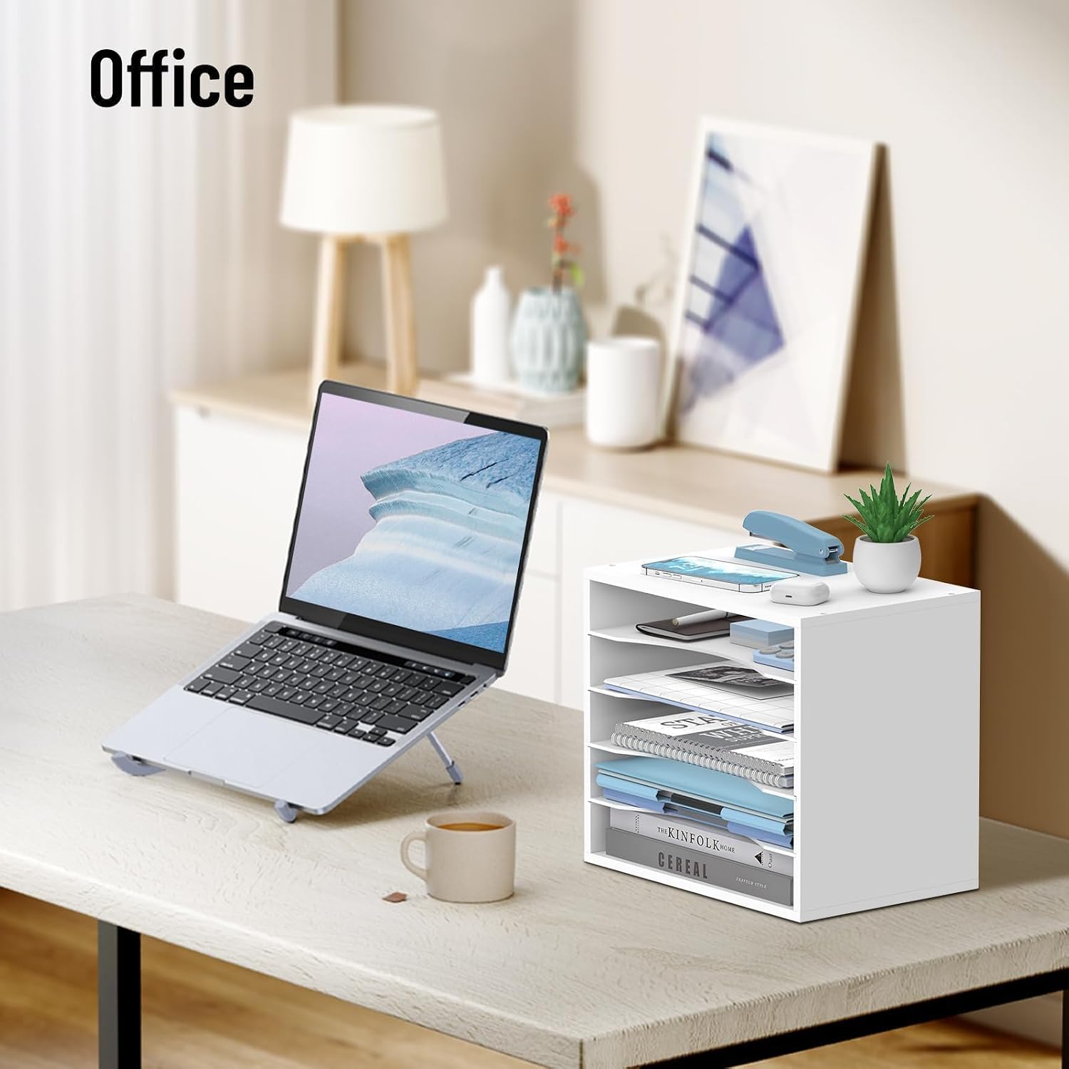 5-Tier Paper Organizer for Desk, Adjustable Mail Organizer, White | 5-Tier Paper Organizer and Mail Organizer for Desk
