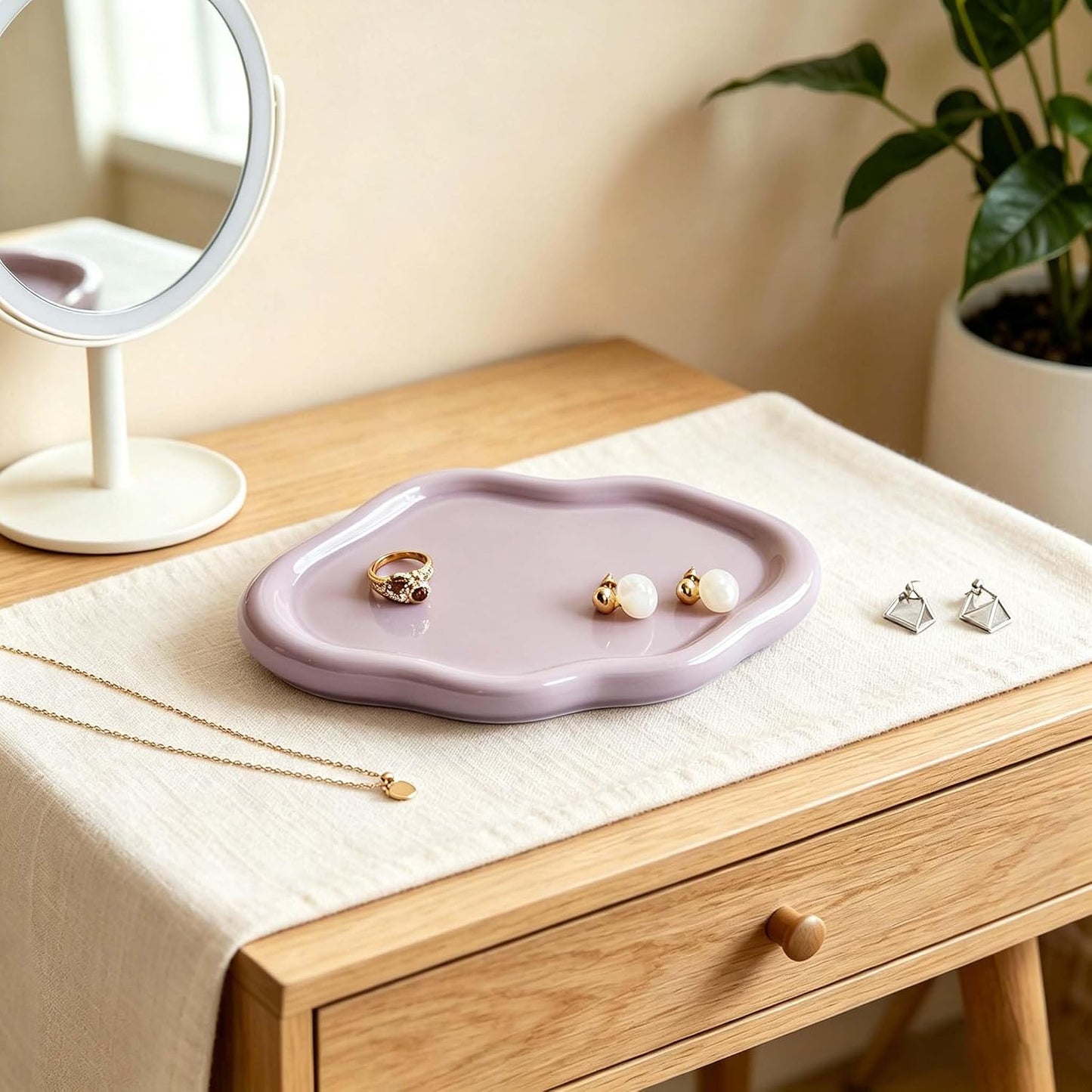 Vanity Ring Dish Ceramic Trinket Ring Holder / Cloud-purple