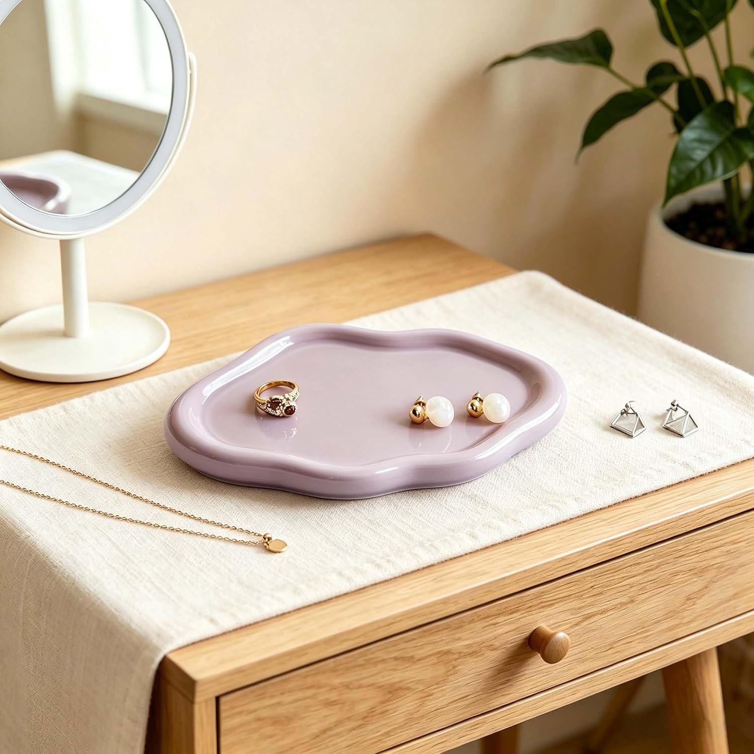 Vanity Ring Dish Ceramic Trinket Ring Holder / Cloud-purple