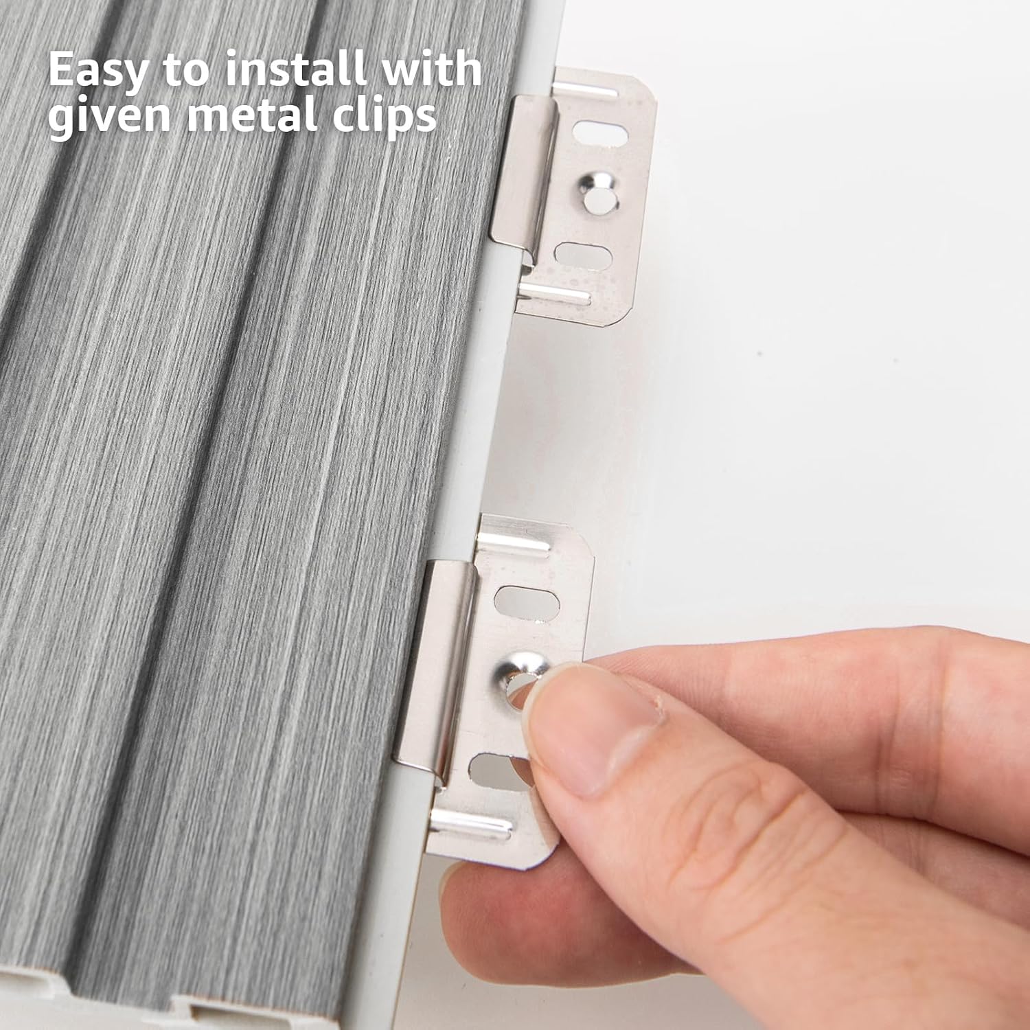 Art3d 96 x 6 Inch WPC 3D Wood Textured Slat Wall Panels, 8-Pack, Gray Oak | Stylish Slat Design, Waterproof, Weather