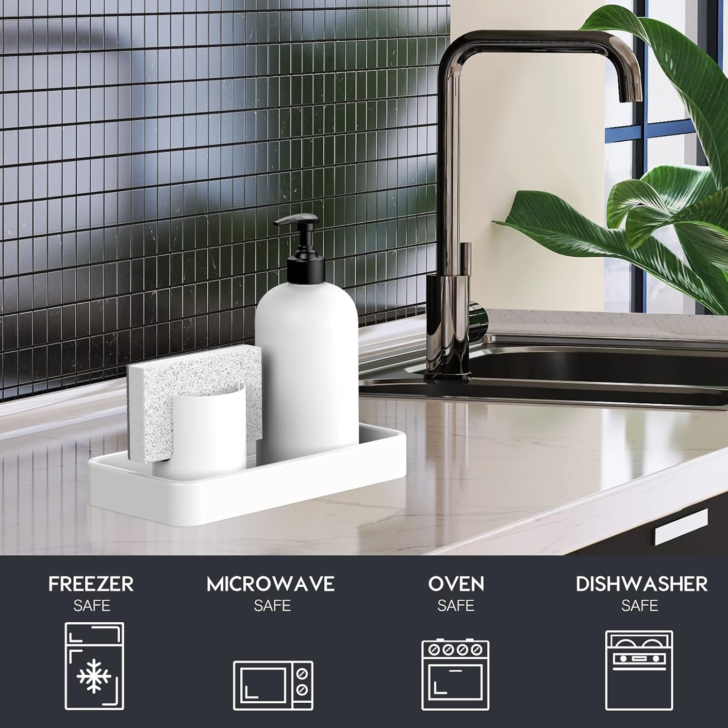 Ceramic Kitchen Soap Tray / White / 7.9 x 4 x 1.1