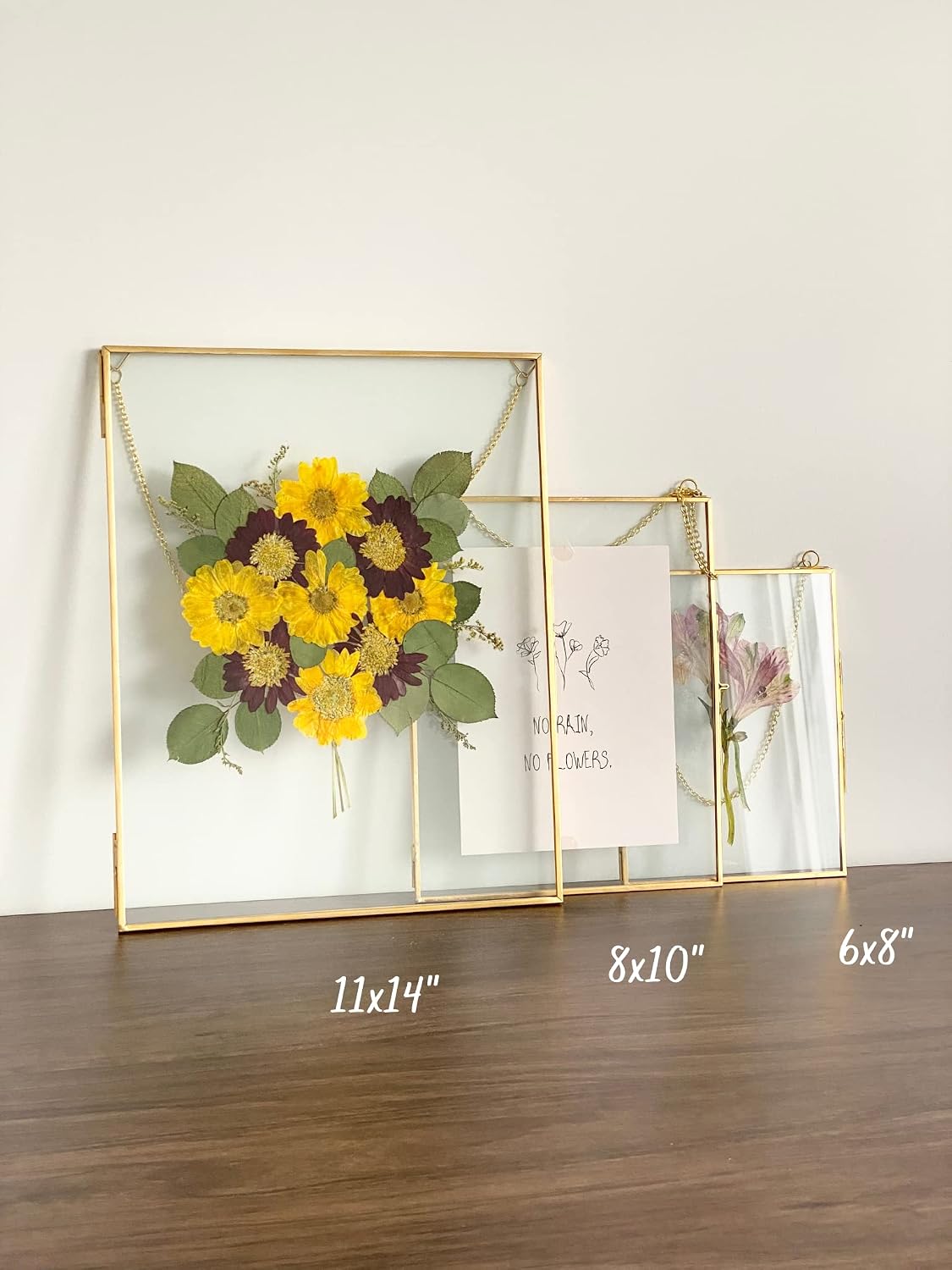 Beedecor Double Glass Frame for Pressed Flowers, Leaf and Artwork - Set of 2 Hanging Picture Frames, Tempered Glass