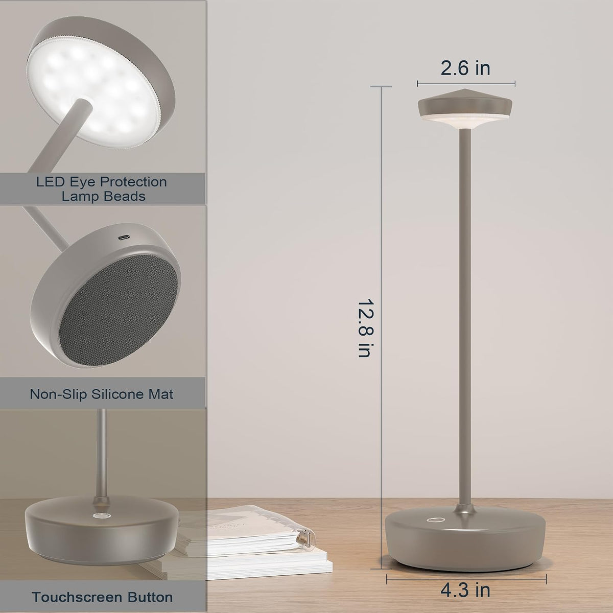 Cordless Rechargeable Table Lamp,LED Portable Touch Battery Table Lights | Portable Touch Table Lamps with Memory