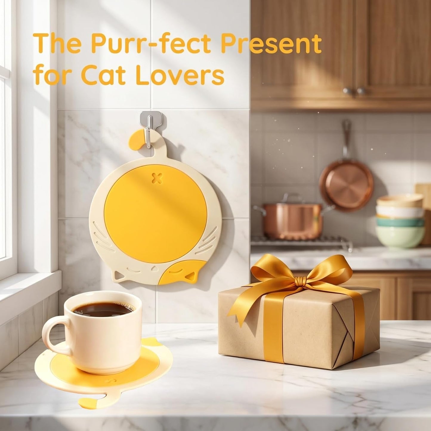 Cat Coasters for Drinks / 7.2 x 6.38 / Set of 4