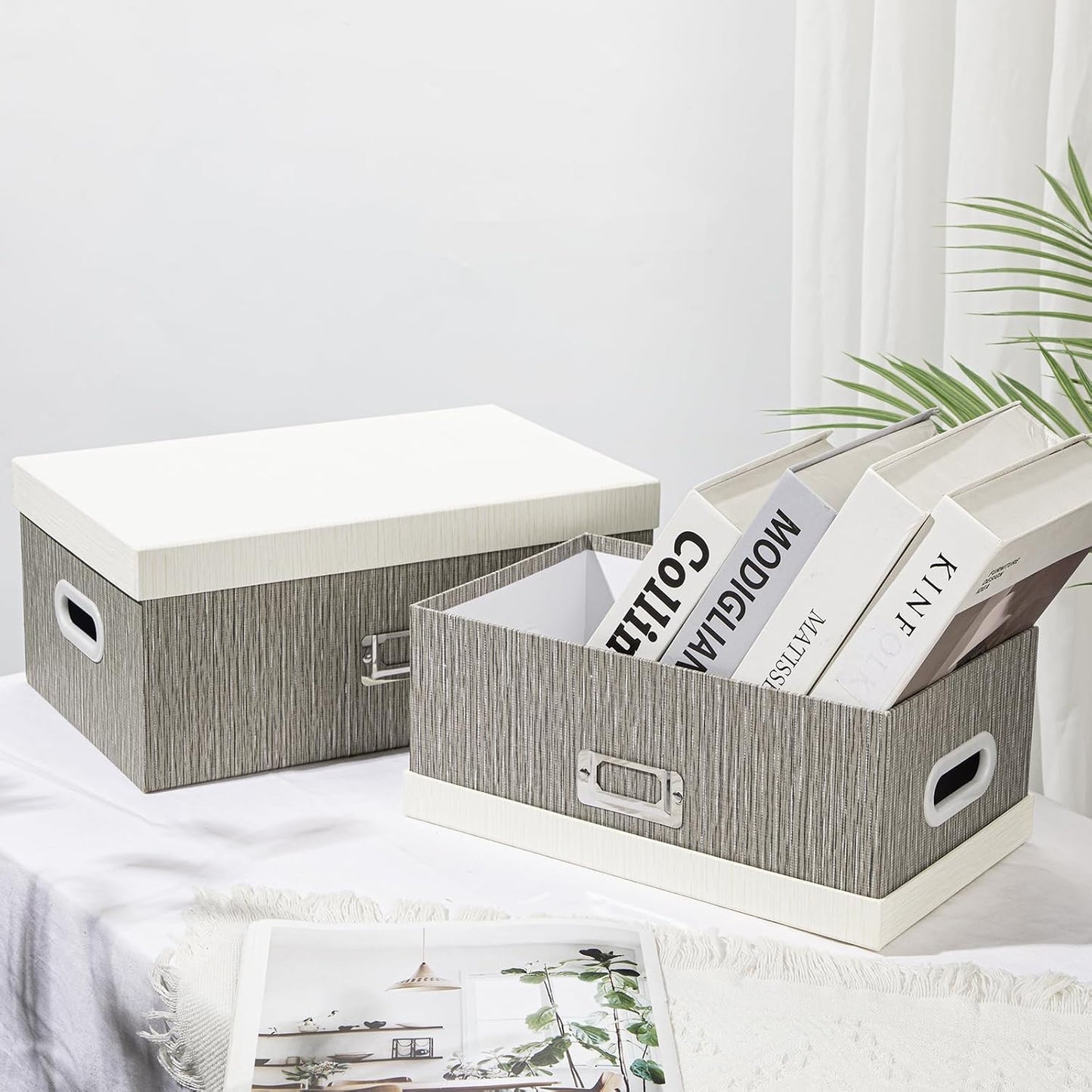 Decorative Storage Boxes / Greywhite / Gray / Set of 2