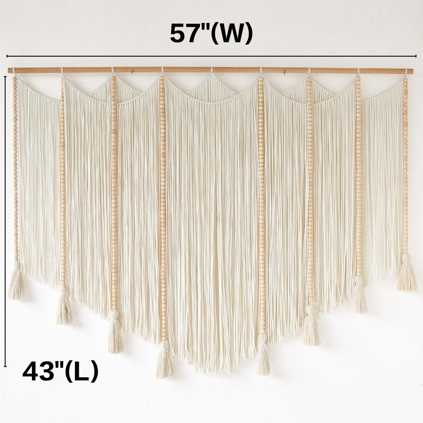 Macrame Wall Hanging Beads Boho Wall Decor / White