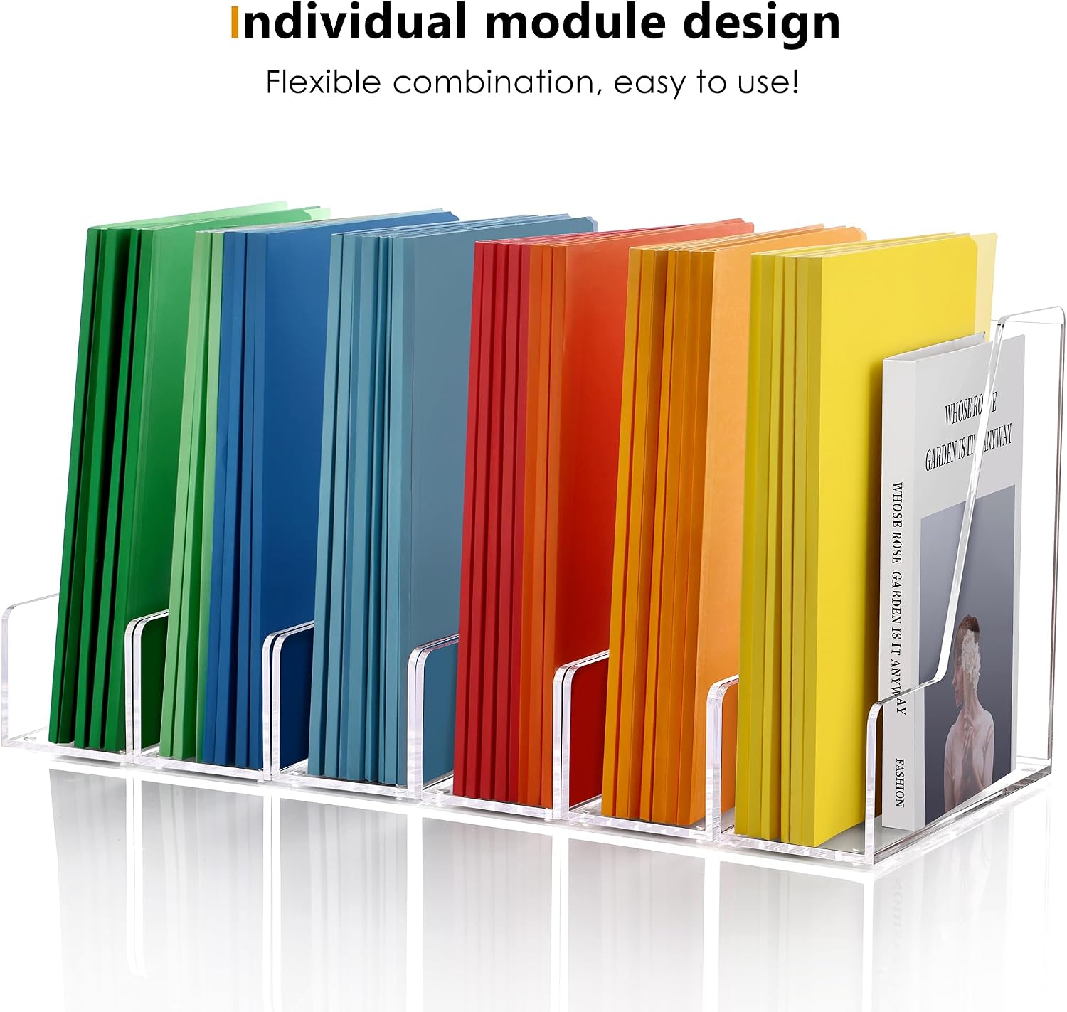 SANRUI 2-Pack Acrylic Magazine File Holder Desk Organizer Magazine Rack, Clear, Vertical File Sorter Holders, 9.45" D x