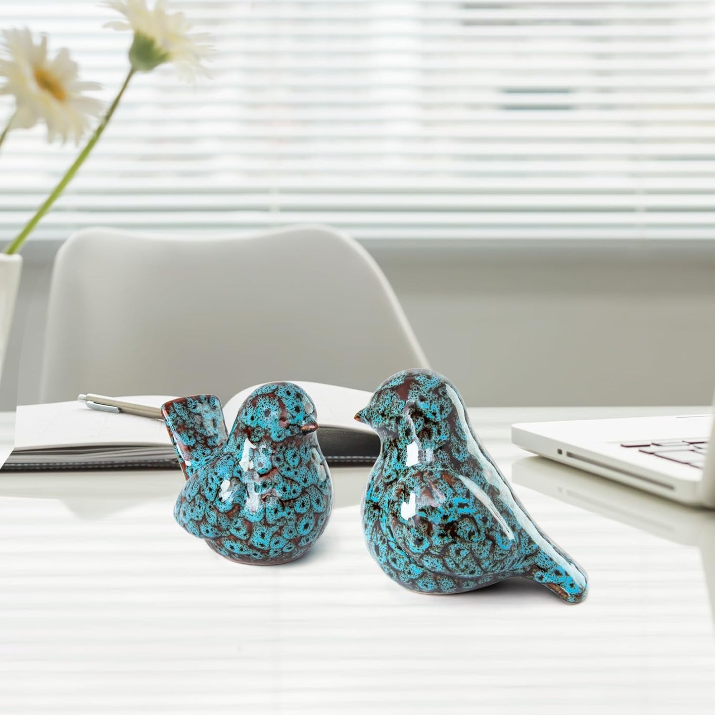 Modern Bird Figurines Decor / Blue