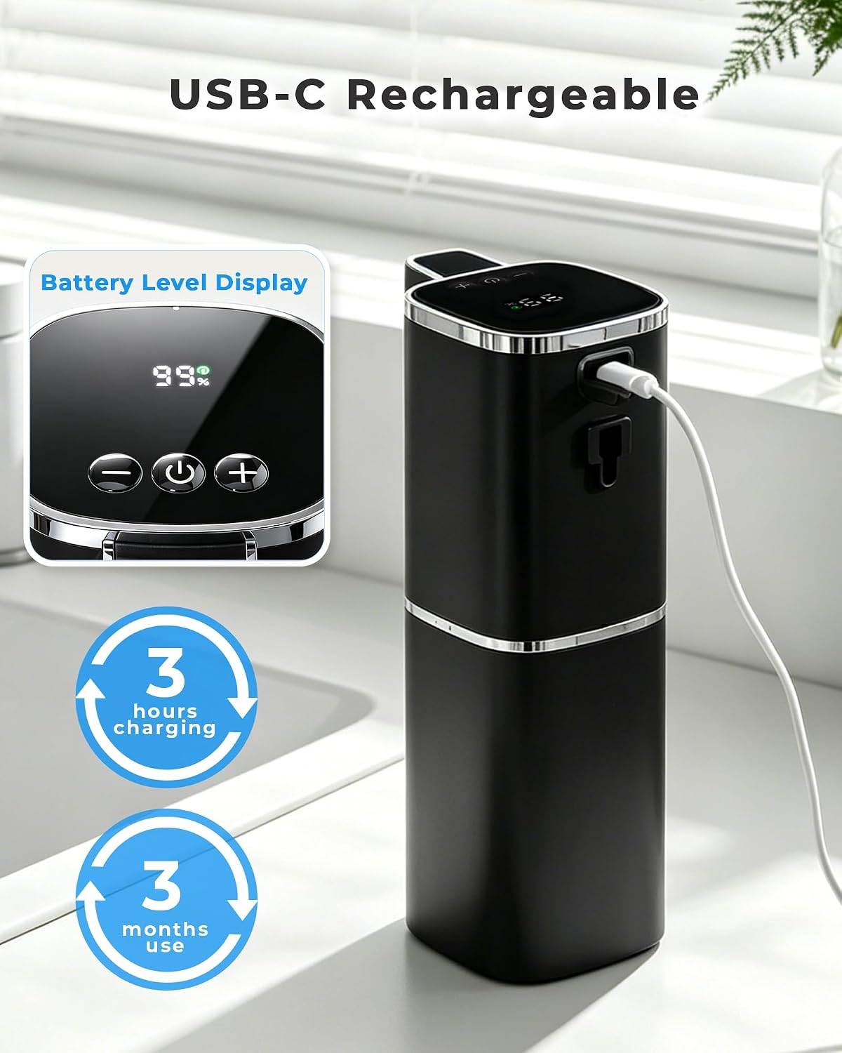 2 Pack Automatic Soap Dispenser Touchless, Rechargeable | Liquid Soap Dispenser 9 Adjustable Levels,13.5oz/400mL,IPX5