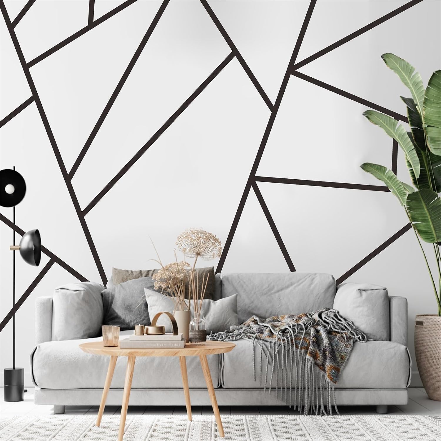 Striped Wall Decals Geometric Line Wall Decal Vinyl Walls Decals Modern Walls Stickers / Black