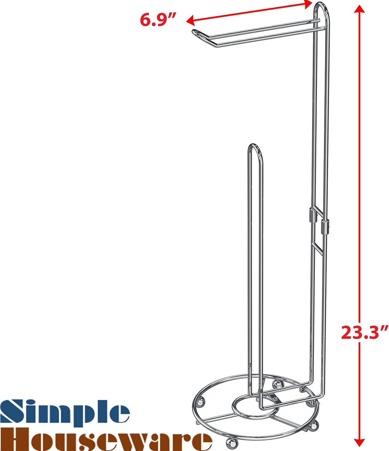Simple Houseware Toilet Paper Holder Bathroom Tissue Storage Holder, Chrome | 4 Paper Rolls, 6.9" x 6.9" x 23"
