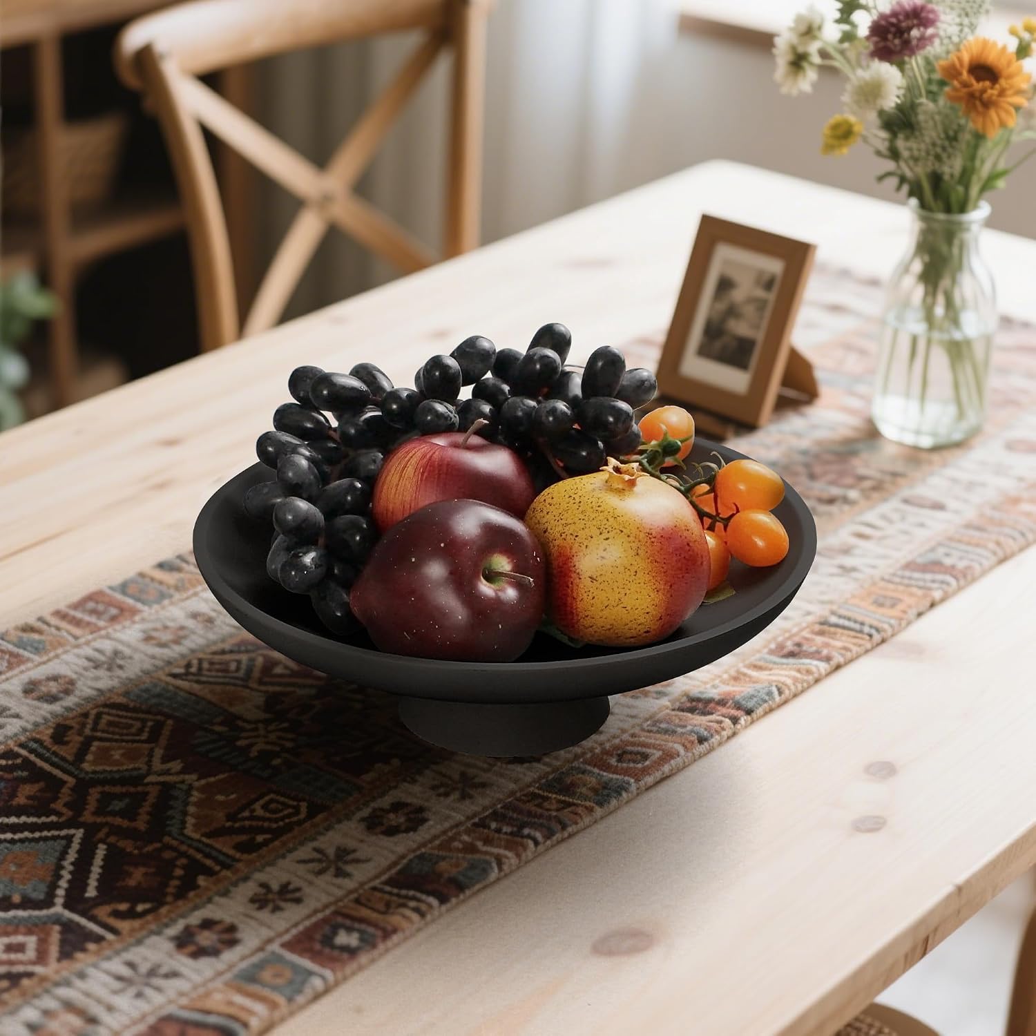 Modern Resin Pedestal Decorative Bowl / Black