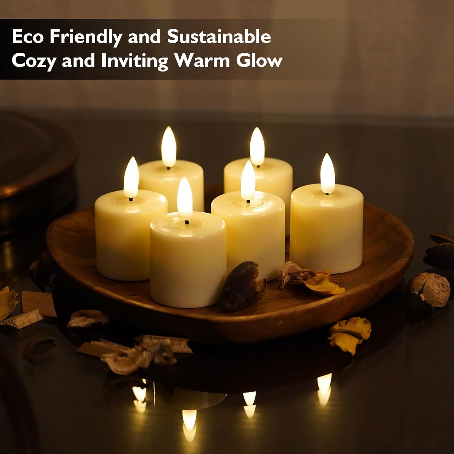 Rhytsing 6 Rechargeable Flameless Votive Candles with Timer for Home Decor, Led Faux Battery Operated Tealight Candles