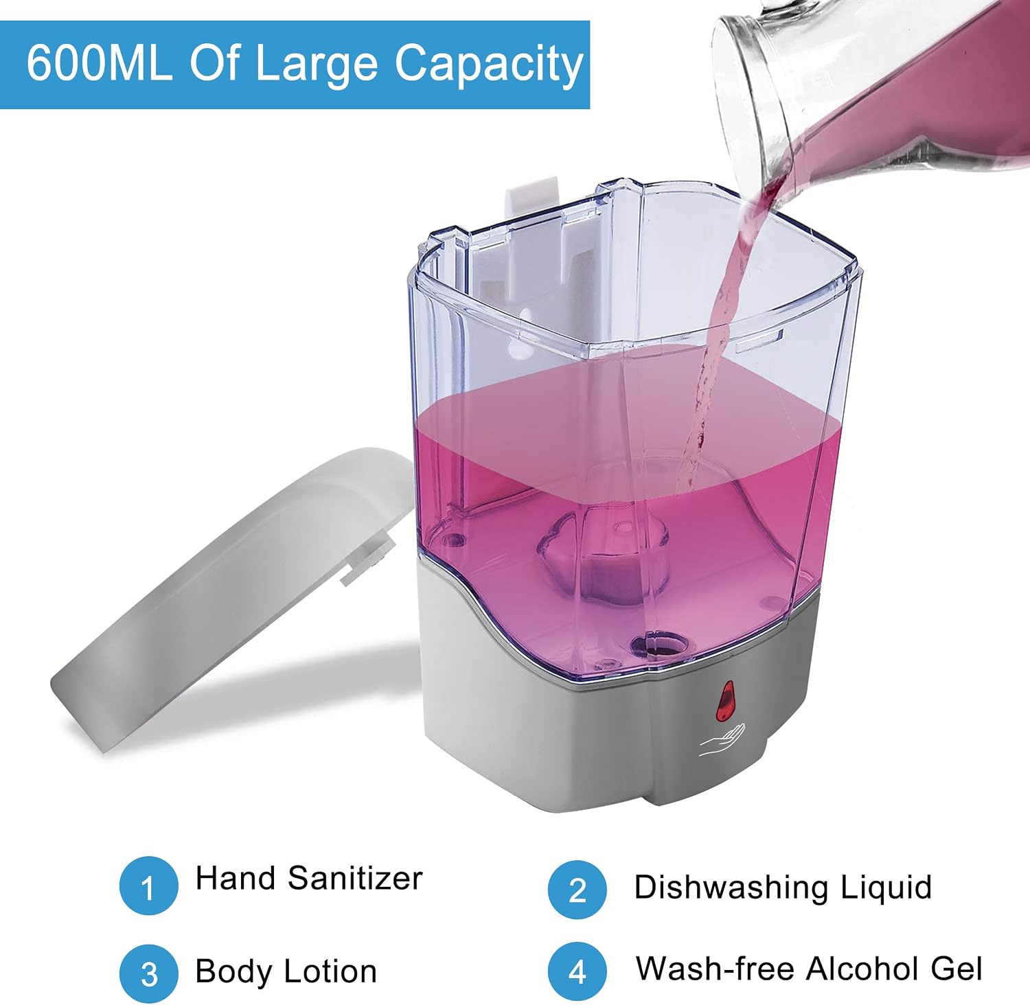 Soap Dispenser Wall Mount Commercial 2 Set Silver Automatic Hand Wash Dispensers 20OZ Suitable Liquid Sanitizer