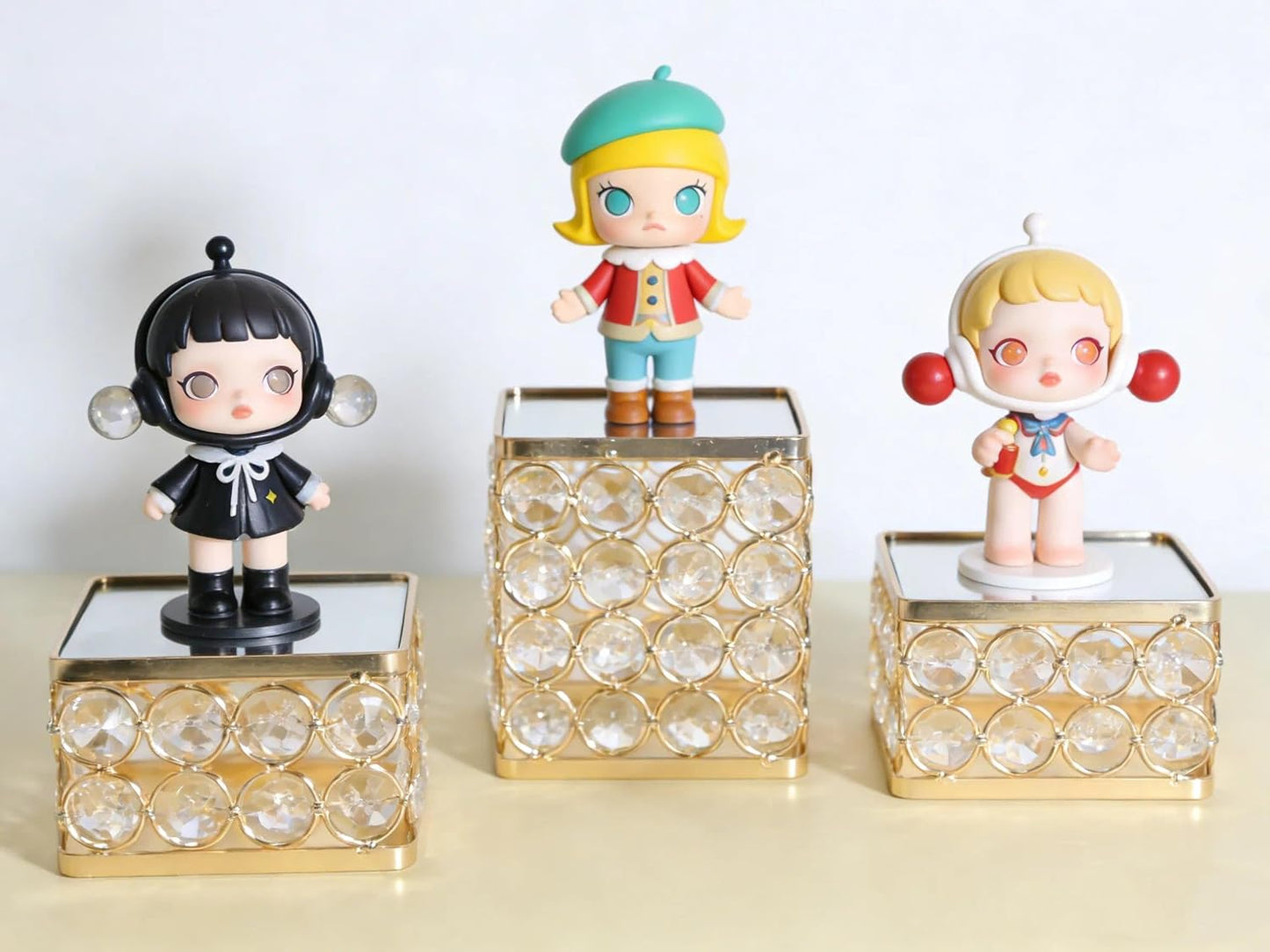 Crystal Jewelry Watch Display Stands Mirrored Risers Decorative Crystals Perfume / Gold / Set of 3