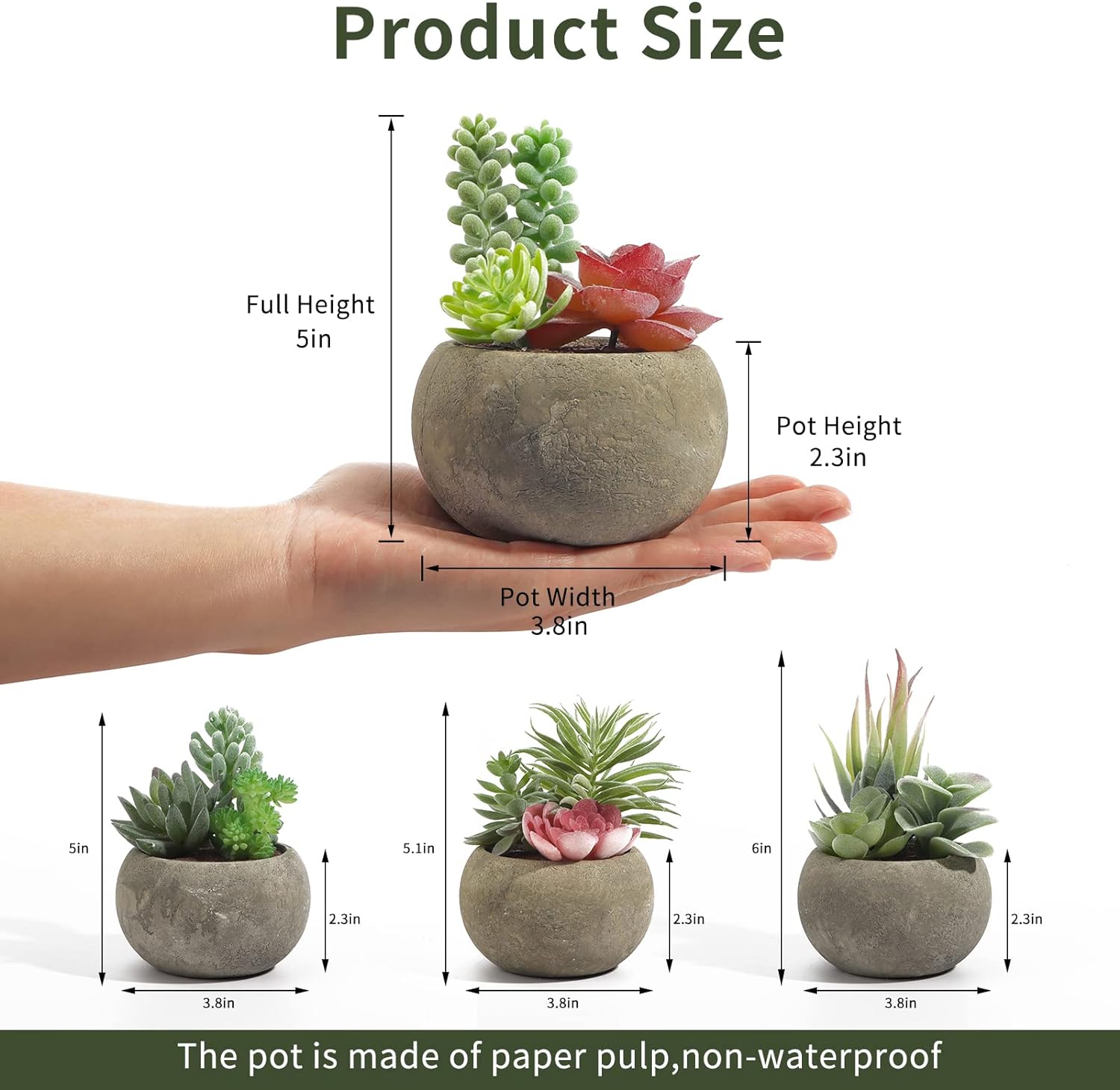 Succulents Plants Artificial / Type2 / Set of 4