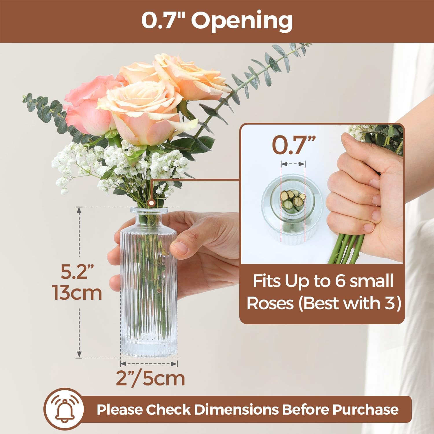 Small Bud Vases / Clear / 5.2 Inch / Set of 12