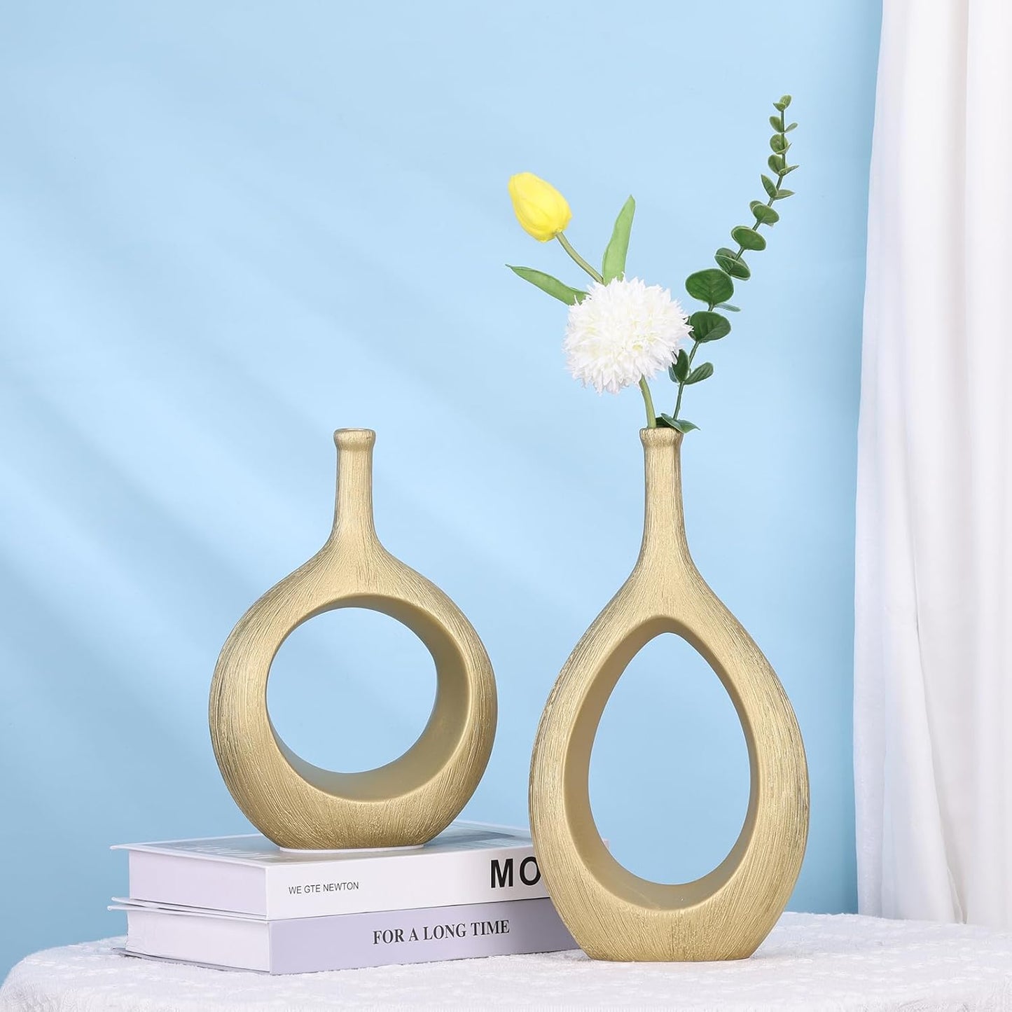 Matte Ceramic Vase / Luxury/f / Gold / Set of 2