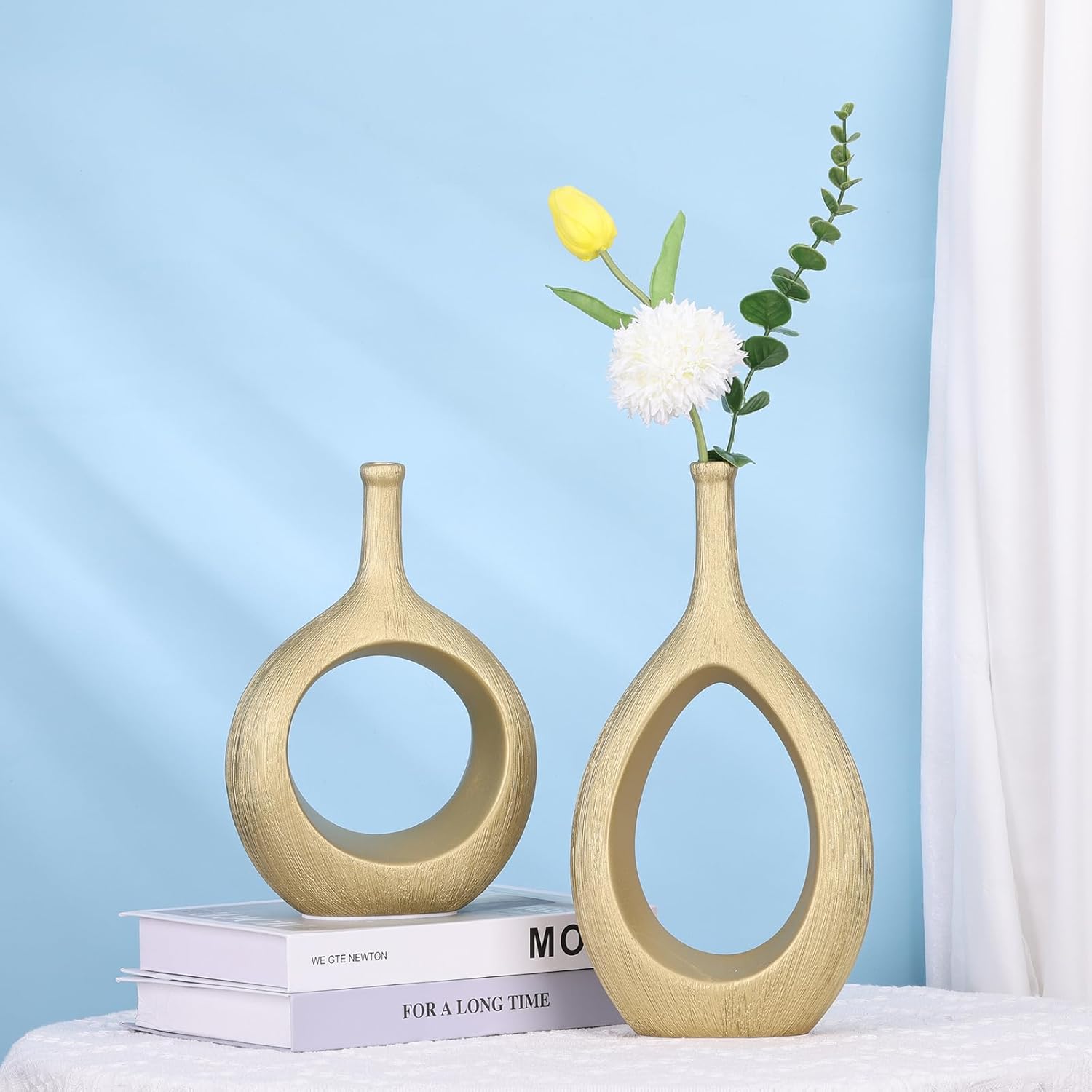 Matte Ceramic Vase / Luxury/f / Gold / Set of 2