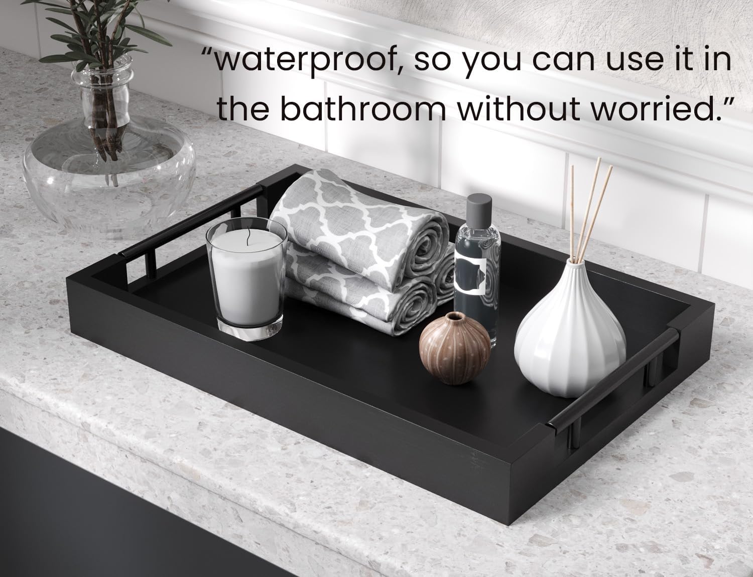 Bamboo Serving Tray / Black-medium / 15 x 10