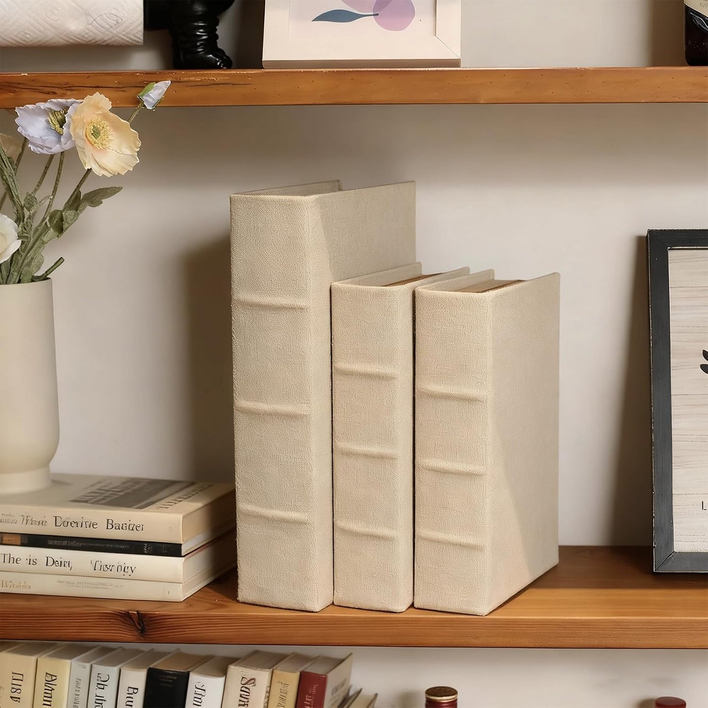 Modern Neutral Fabric Faux Books / Linen / S&M&L / Set of 3