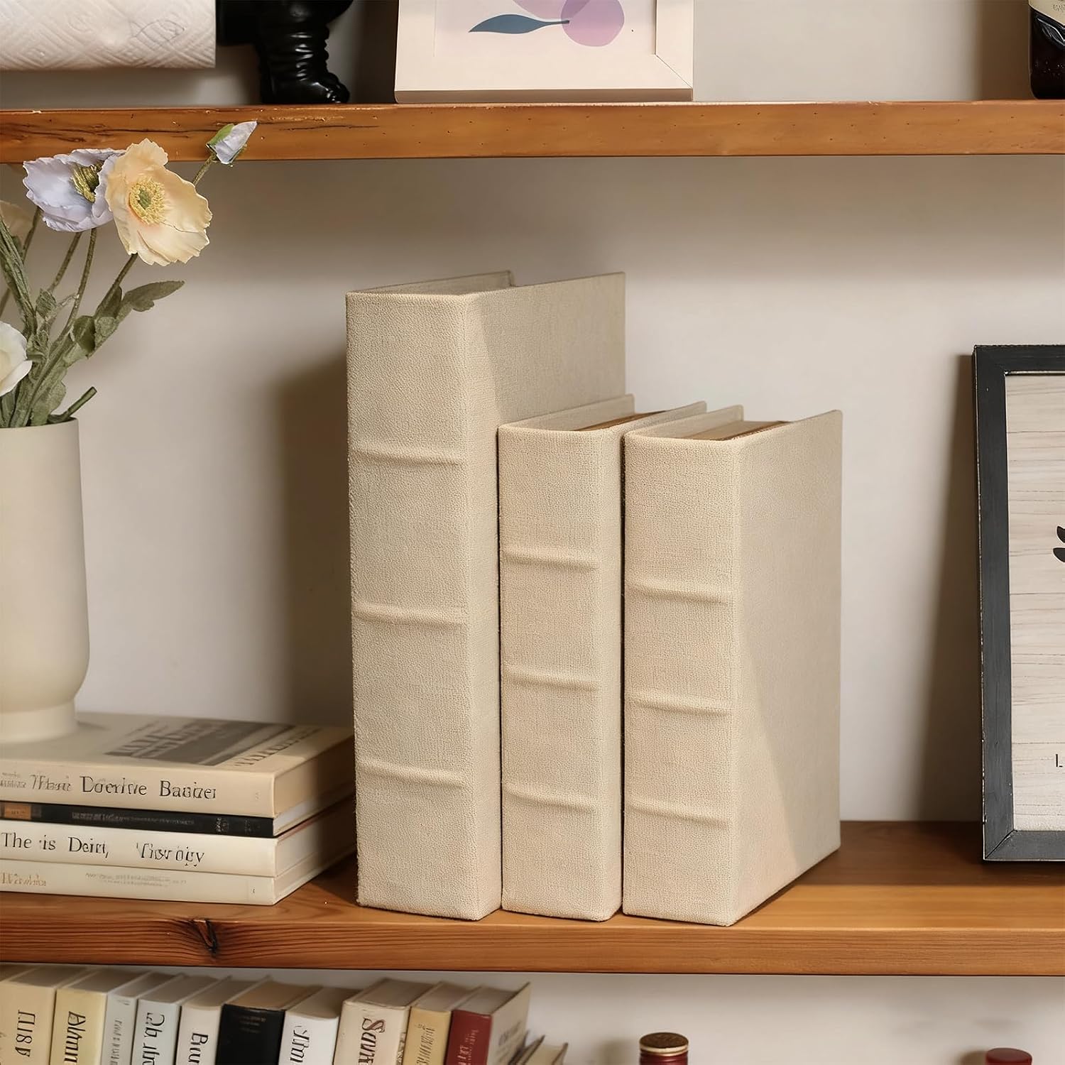 Modern Neutral Fabric Faux Books / Linen / S&M&L / Set of 3