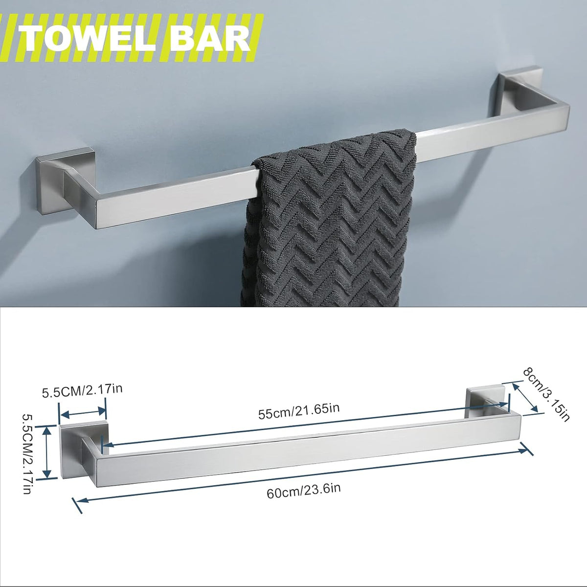 Brushed 4-Piece Bathroom Hardware Set Premium Stainless Steel Bath Towel Bar Sets Wall Mounted Bathroom Toilet Paper
