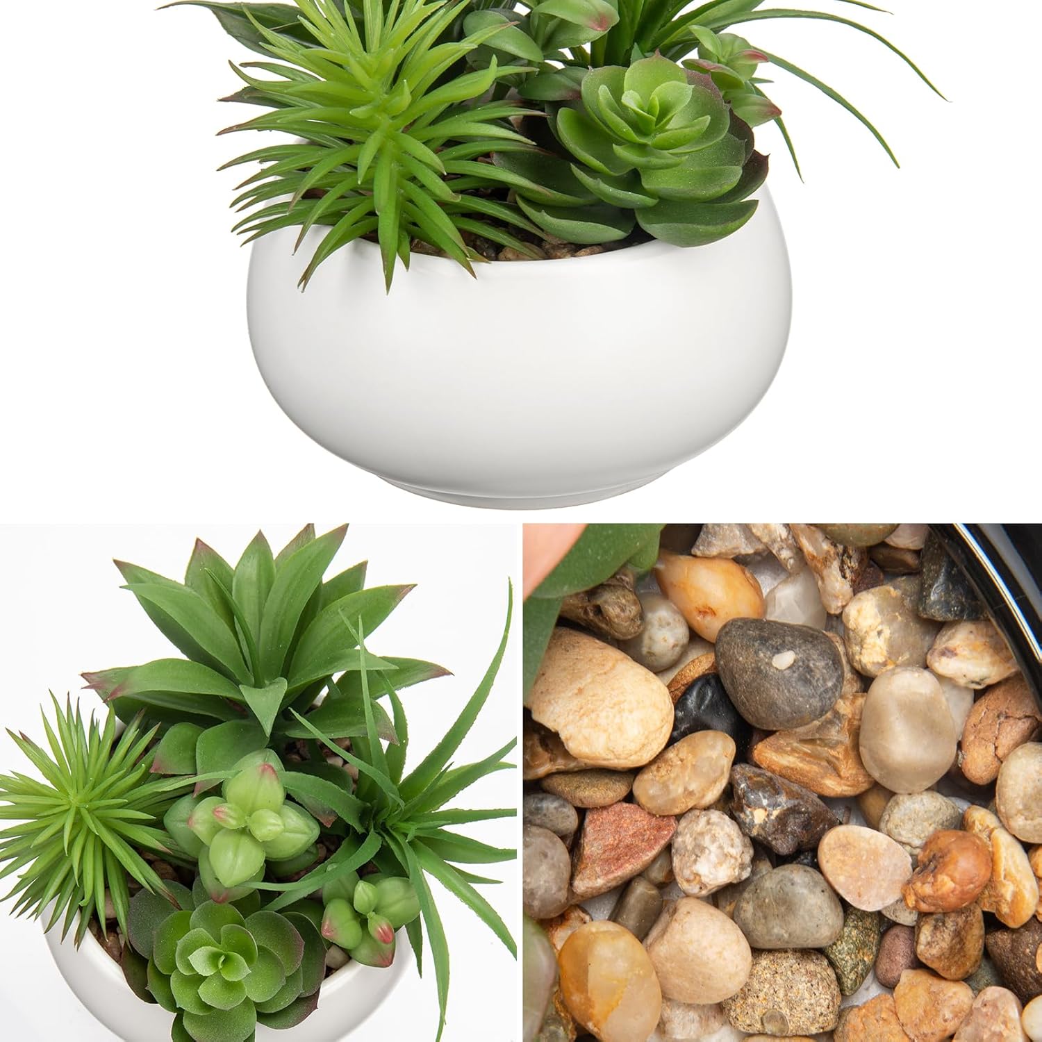 Fake Plants Artificial Succulents in Pots Faux Succulent Arrangement Potted Plant / Premium White