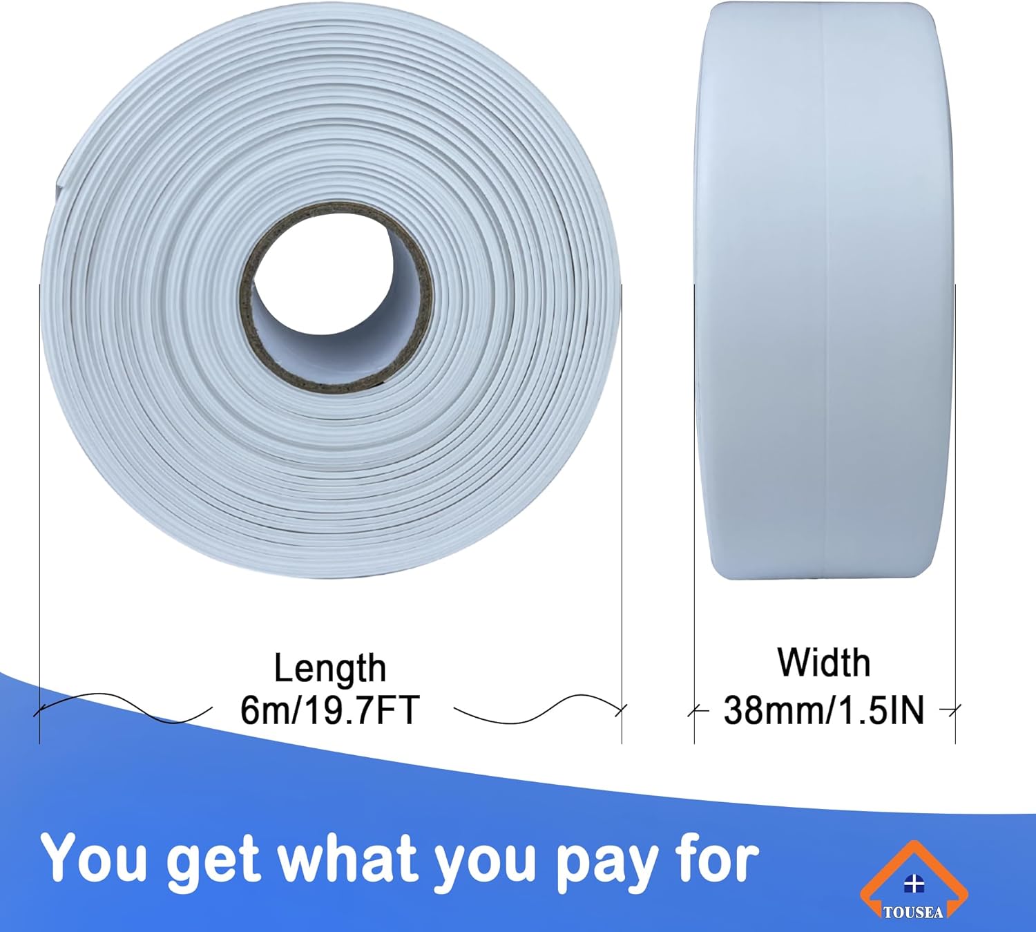 White Caulk Tape for Bathtub Self Adhesive / White-1.5in-19.7ft-a / 1.5 x 19.7
