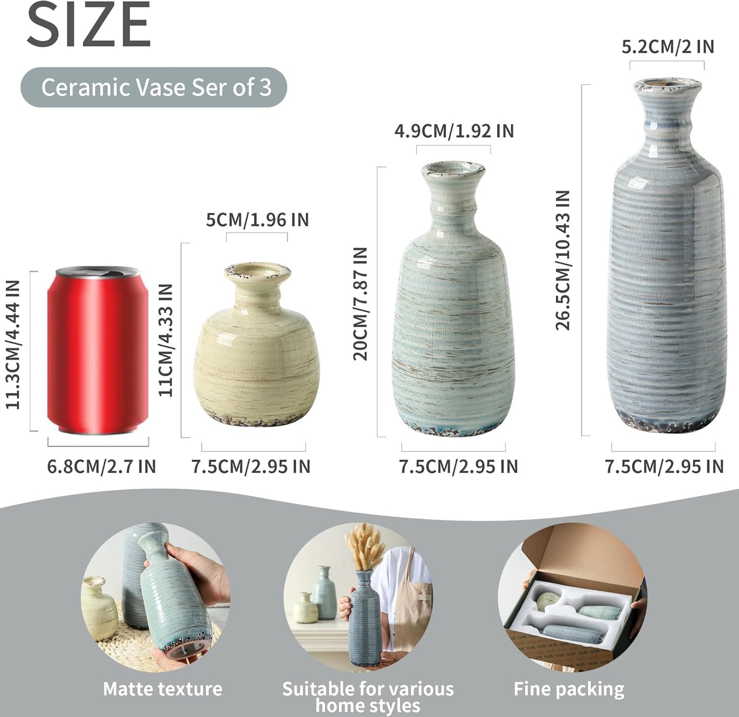 Ceramic Vase / 011 Vase Set - Multicolor / Set of 3