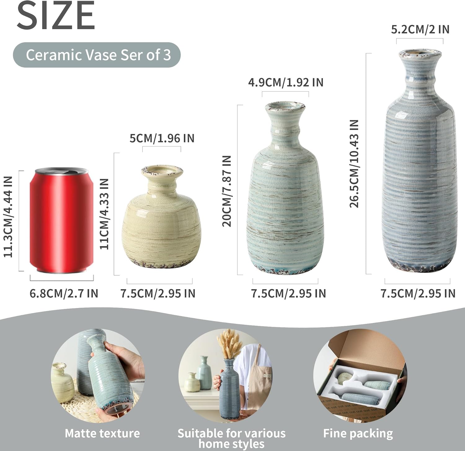 Ceramic Vase / 011 Vase Set - Multicolor / Set of 3