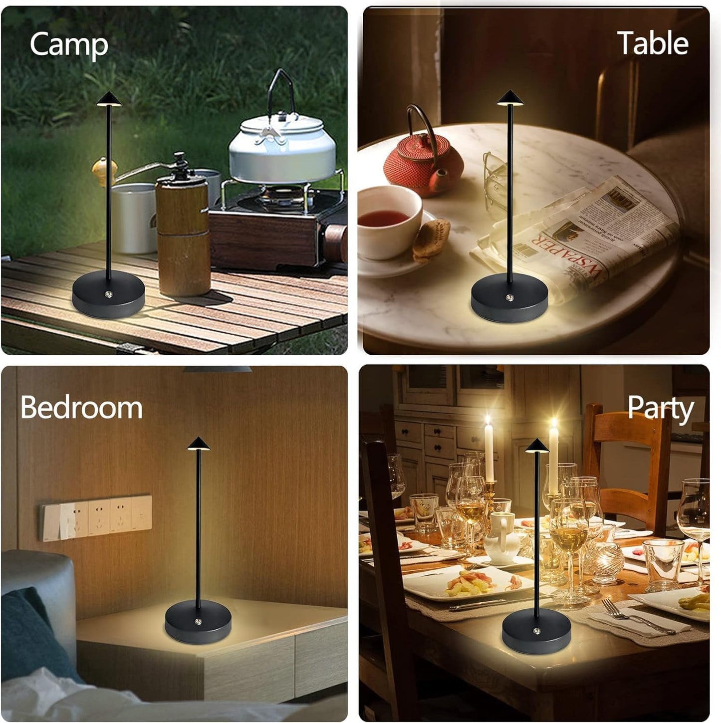 Rechargeable Cordless Table Lamp,3000mAh Battery Operated Table lamp,Portable LED Touch 2 Levels Brightness Dimmable