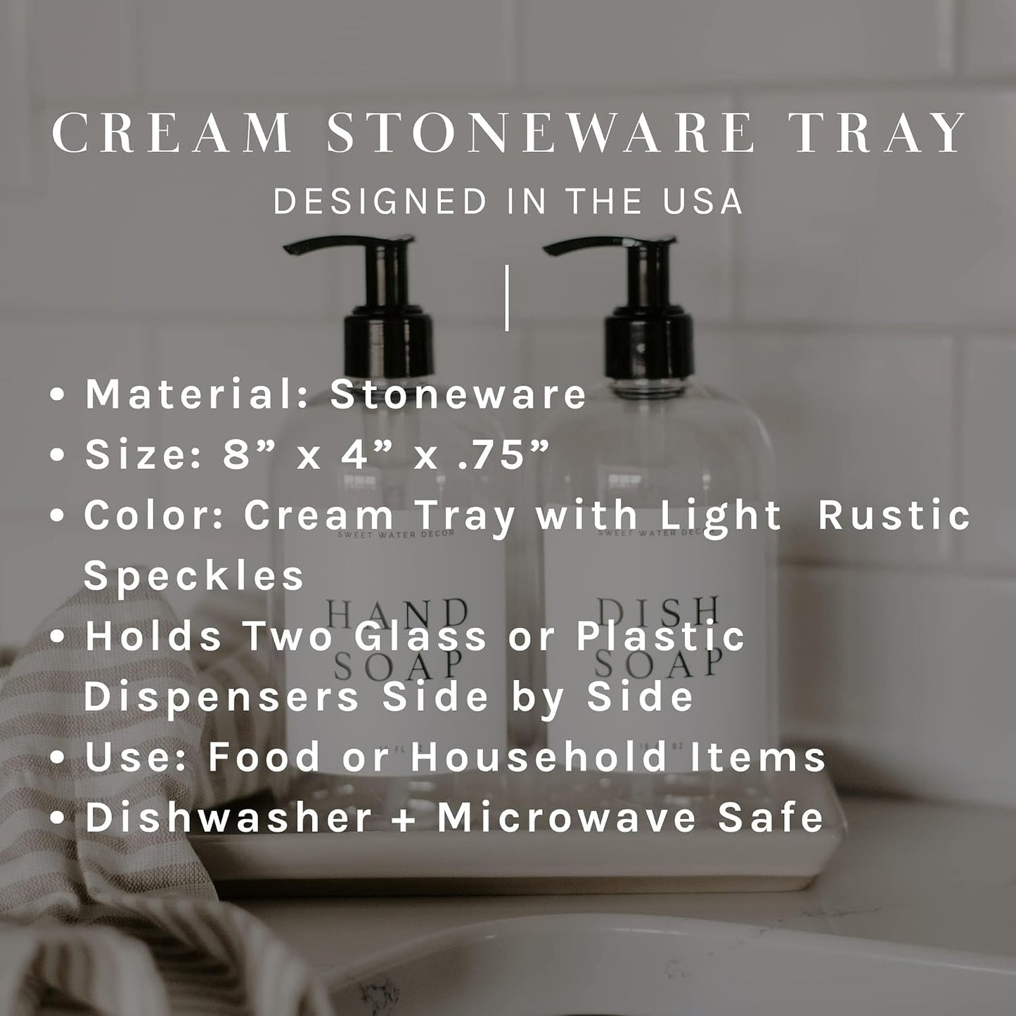 Stoneware Tray / Kitchen and Bathroom Dispenser Holder / Cream