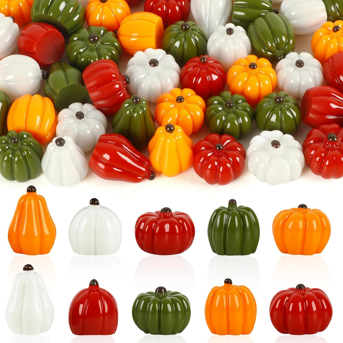60Pcs Mini Resin Pumpkins Fake Artificial Pumpkins for Fall