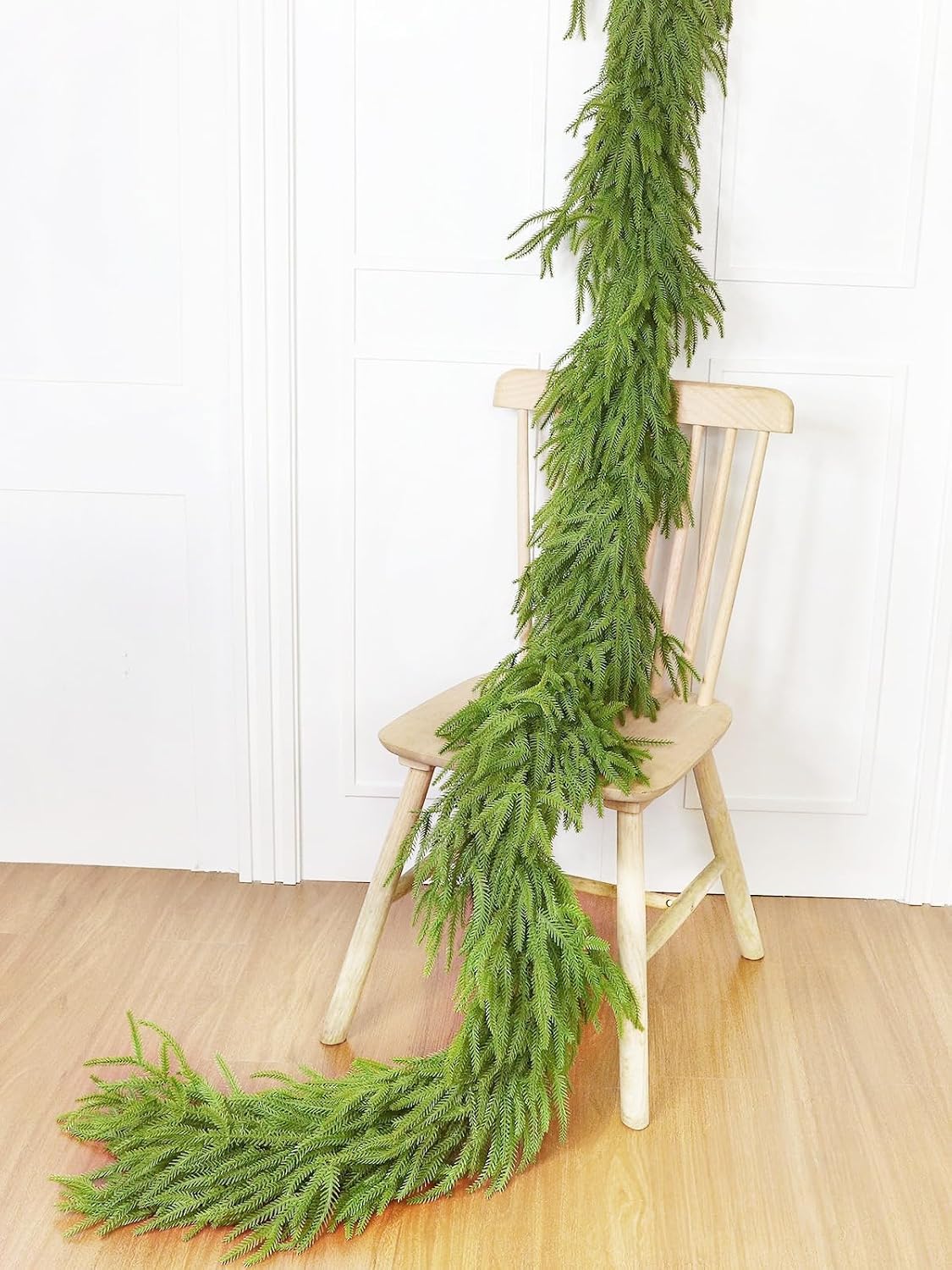 Thicker -9 Ft by 12 Inch Real Touch Christmas Norfolk Pine Garland Realistic, Artificial Christmas Garland with 180