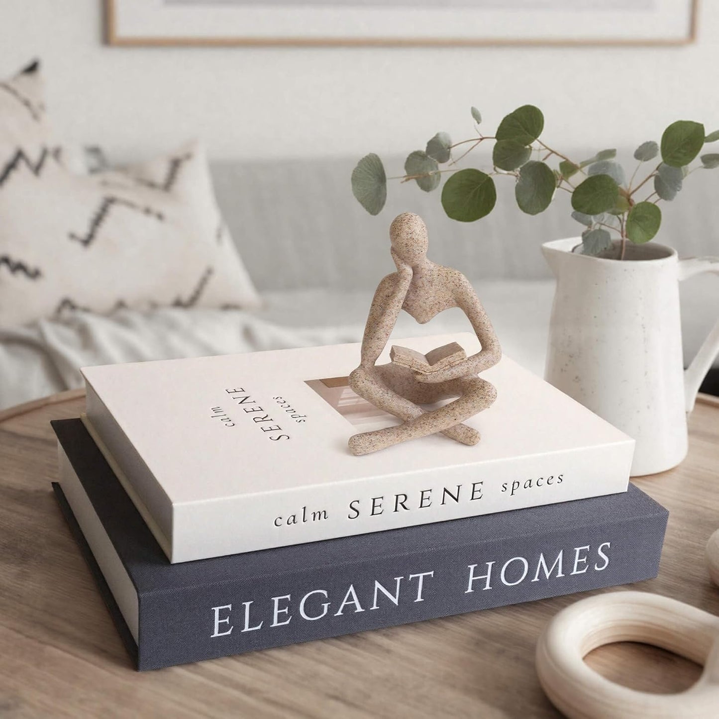 Bookshelf Decor Thinker Statue