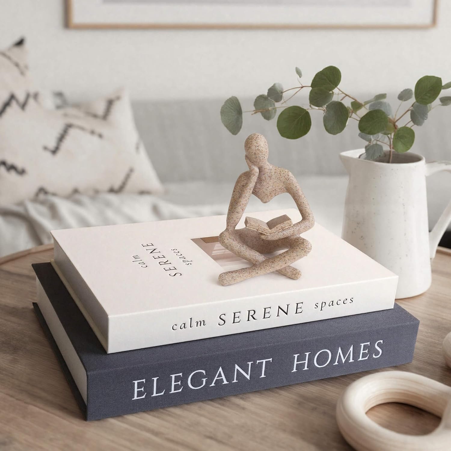 Bookshelf Decor Thinker Statue