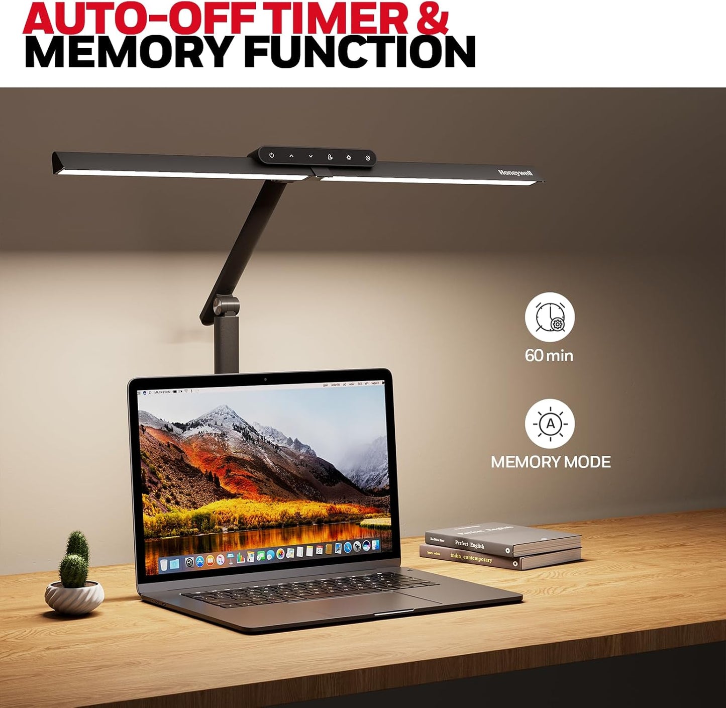 Honeywell HJ1 Sunturalux LED Clamp Desk Lamp 1200LM for Home Office | CRI≥97, 3000K-5700K, Low Blue Light