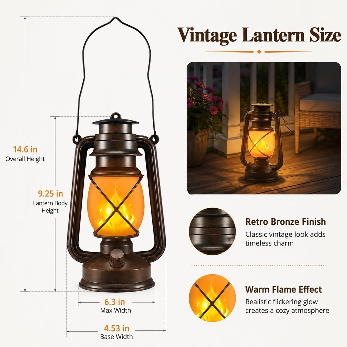 Battery Powered Vintage LED Lanterns 4 Pack with Remote Control, 2 Lighting Modes Flickering Flame Steady Light